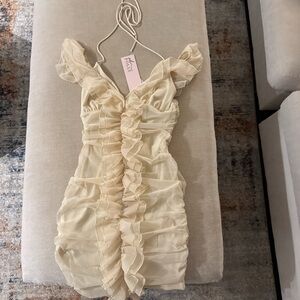Oh Polly Cream Ruffle Dress